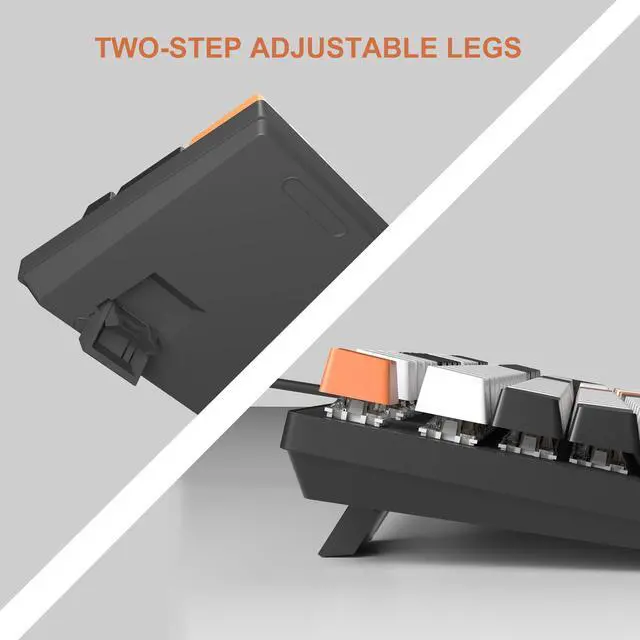 Alt view image 5 of 7 - MageGee Mechanical Gaming Keyboard, 104 Keys White Backlit Keyboards with Yellow Switches, USB Wired Mechanical Computer Keyboard for Laptop, Desktop, PC Gamers (Black & White)