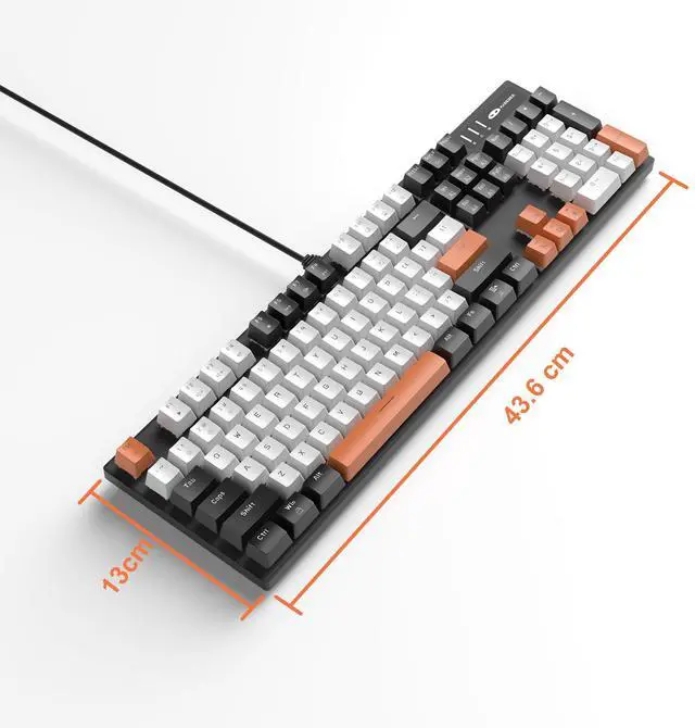 Alt view image 7 of 7 - MageGee Mechanical Gaming Keyboard, 104 Keys White Backlit Keyboards with Yellow Switches, USB Wired Mechanical Computer Keyboard for Laptop, Desktop, PC Gamers (Black & White)