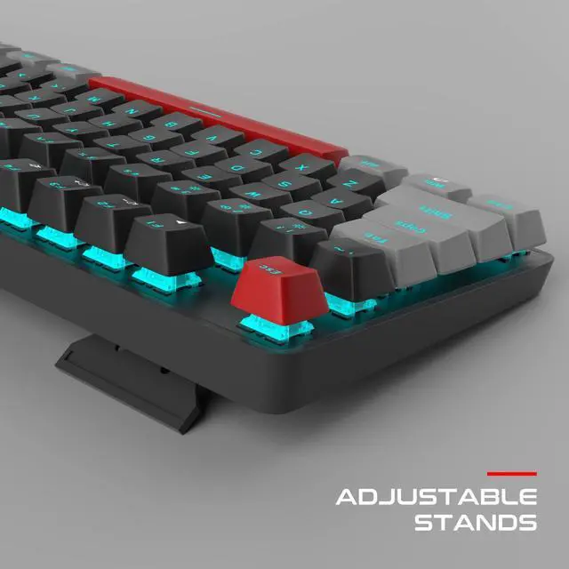 Alt view image 3 of 7 - MageGee Mechanical Gaming Keyboard, 104 Keys Blue Backlit Keyboards with Red Switches Double-Shot Keycaps, USB Wired Mechanical Computer Keyboard for Laptop, Desktop, PC Gamers(Gray & Black)