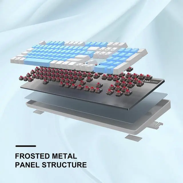 Alt view image 5 of 7 - MageGee Mechanical Gaming Keyboard, 104 Keys White Backlit Mechanical Keyboards with Red Switches & Double-Shot Keycaps, Wired Ergonomic Computer Keyboard for Desktop, PC Gamers (White & Blue)