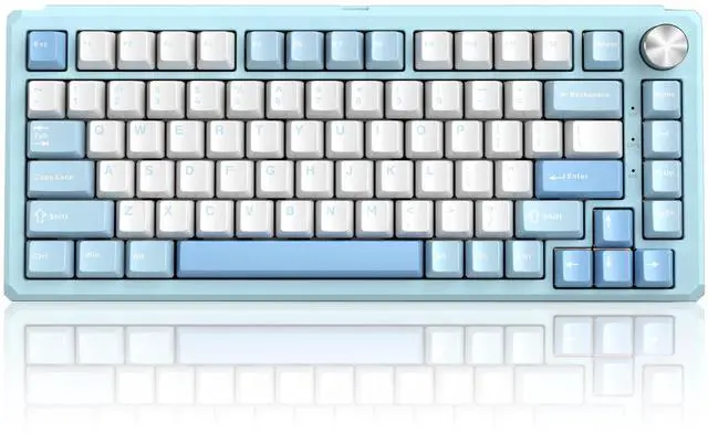 Main image of MageGee Captain75 Wireless Mechanical Keyboard, 75% Hot Swappable Creamy Gaming Keyboard with Knob, CNC Aluminium Case, 5-Layer Sound Dampening, RGB Backlit, BT/2.4G/USB-C for Win/Mac (Ice Sea Blue)