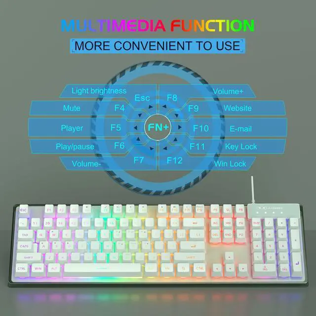 Alt view image 4 of 7 - MageGee Gaming Keyboard and Mouse Combo, K1 RGB LED Backlit Keyboard with 104 Key Computer PC Gaming Keyboard for PC/Laptop (Green)