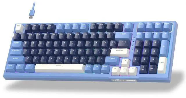 Alt view image 7 of 7 - MageGee SKY98 Mechanical Gaming Keyboard, 96% Gasket Hot Swappable Wired Custom Creamy Keyboard with 5-Layer Sound Dampening, RGB Backlit, NKRO for Win/Mac (Prussian Blue, Blue Whale Switch)