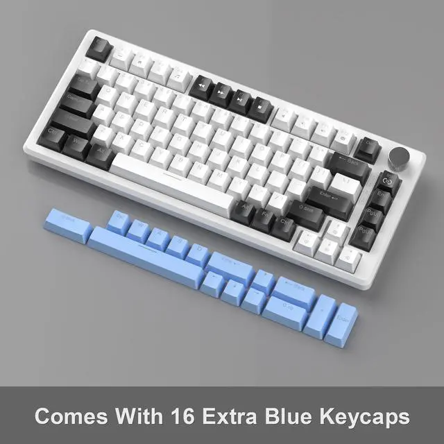 Alt view image 6 of 7 - MageGee 75% Mechanical Gaming Keyboard, Compact Blue Backlit Wired Gaming Keyboards with Brown Switches, EVA Foam, Knob Control, STAR75 Portable NKRO PC Gaming Keyboard - White & Blue