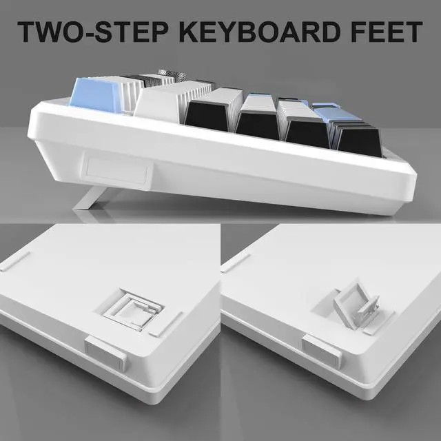 Alt view image 5 of 7 - MageGee 75% Mechanical Gaming Keyboard, Compact Blue Backlit Wired Gaming Keyboards with Brown Switches, EVA Foam, Knob Control, STAR75 Portable NKRO PC Gaming Keyboard - White & Blue