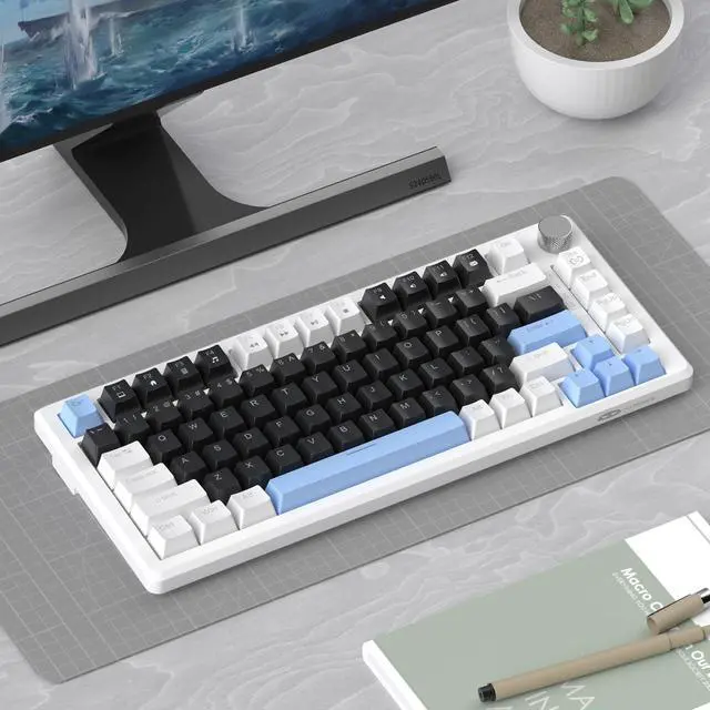 Alt view image 7 of 7 - MageGee 75% Mechanical Gaming Keyboard, Compact Blue Backlit Wired Gaming Keyboards with Black Switches, EVA Foam, Knob Control, STAR75 Portable NKRO PC Gaming Keyboard - Black & Blue