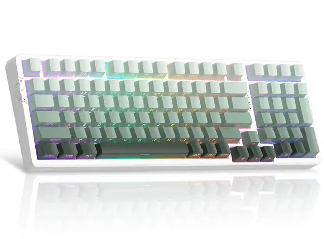 Main image of MageGee LIGHT100 Wireless Creamy Keyboard, Gasket Structure Hot Swappable, 2.4G/USB-C/BT5.0 RGB Backlit Mechanical Gaming Keyboard for Win/Mac/PC, 8000mAh Battery, Side Printed PBT Keycap, Green