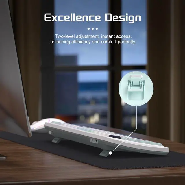 Alt view image 2 of 7 - MageGee 60% Slim Wireless Creamy Mechanical Keyboard,Moon68 RGB Backlit Gaming Keyboard,Quiet 2.4G/BT5.0/USB-C Blue Tooth 68Keys with Short Red Switches for PC MAC Xbox(Sky Blue)