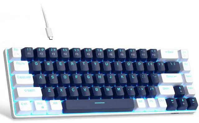 Main image of MageGee Portable 60% Mechanical Gaming Keyboard, MK-Box LED Backlit Compact 68 Keys Mini Wired Office Keyboard with Blue Switch for Windows Laptop PC Mac - Blue/White