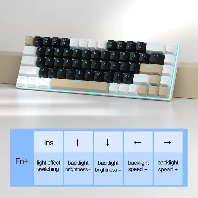 Alt view image 5 of 7 - MageGee Portable 60% Mechanical Gaming Keyboard, MK-Box LED Backlit Compact 68 Keys Mini Wired Office Keyboard with Brown Switch for Windows Laptop PC Mac - Black/Coffee Color