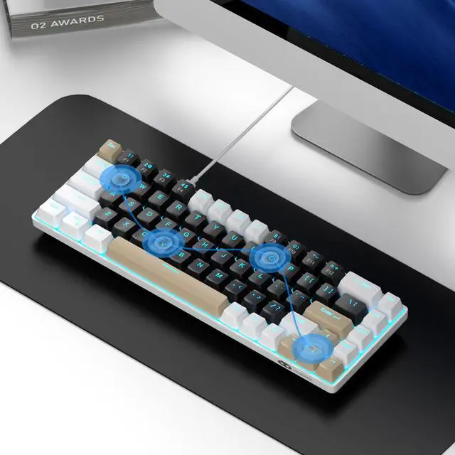 Alt view image 7 of 7 - MageGee Portable 60% Mechanical Gaming Keyboard, MK-Box LED Backlit Compact 68 Keys Mini Wired Office Keyboard with Brown Switch for Windows Laptop PC Mac - Black/Coffee Color