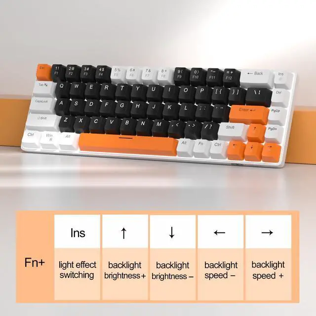 Alt view image 5 of 7 - MageGee Portable 60% Mechanical Gaming Keyboard, MK-Box LED Backlit Compact 68 Keys Mini Wired Office Keyboard with Blue Switch for Windows Laptop PC Mac - Black/White