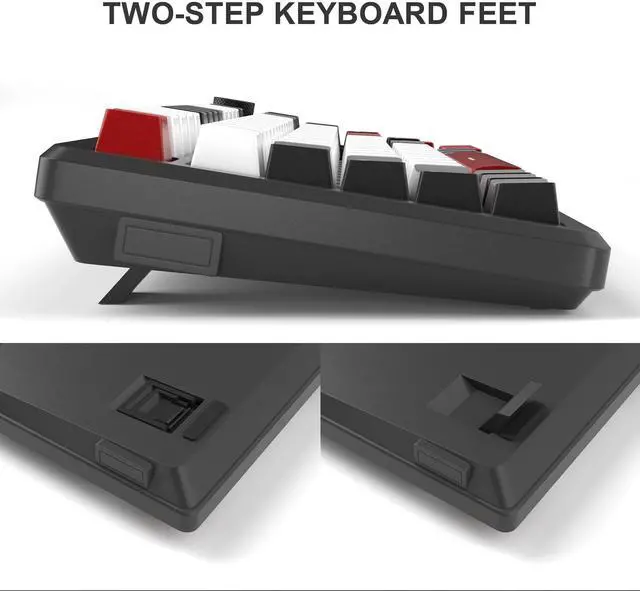 Alt view image 5 of 7 - MageGee 75% Mechanical Gaming Keyboard, Compact Blue Backlit Wired Gaming Keyboards with Red Switches, EVA Foam, Knob Control, STAR75 Portable NKRO PC Gaming Keyboard - Black & White