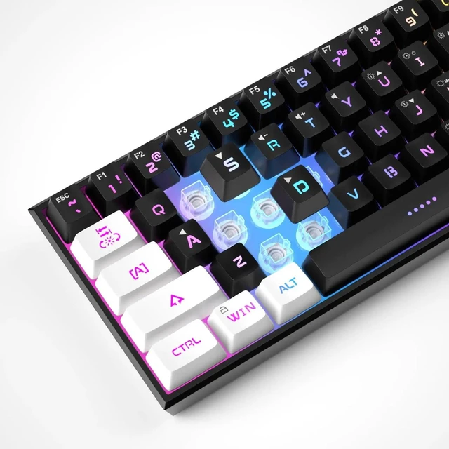 Alt view image 4 of 7 - MageGee TS91 60% Mini Gaming Keyboard, RGB Backlit 61-Key Ultra-Compact Membrane Keyboard, Mechanical Feeling, Waterproof, Ergonomic for PC Mac PS4 Xbox One - White Black
