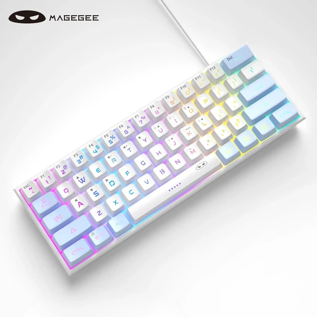 Main image of MageGee TS91 60% Mini Gaming Keyboard, RGB Backlit 61-Key Ultra-Compact Membrane Keyboard, Mechanical Feeling, Waterproof, Ergonomic for PC Mac PS4 Xbox One - Blue White