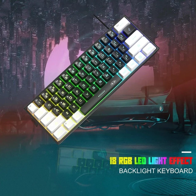 Alt view image 7 of 7 - MageGee TS91 60% Mini Gaming Keyboard, RGB Backlit 61-Key Ultra-Compact Membrane Keyboard, Mechanical Feeling, Waterproof, Ergonomic for PC Mac PS4 Xbox One - White Black