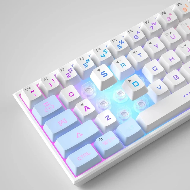 Alt view image 3 of 7 - MageGee TS91 60% Mini Gaming Keyboard, RGB Backlit 61-Key Ultra-Compact Membrane Keyboard, Mechanical Feeling, Waterproof, Ergonomic for PC Mac PS4 Xbox One - Blue White