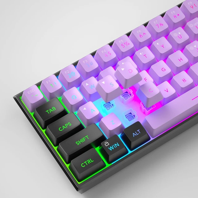 Alt view image 5 of 7 - MageGee TS91 60% Mini Gaming Keyboard, RGB Backlit 61-Key Ultra-Compact Membrane Keyboard, Mechanical Feeling, Waterproof, Ergonomic for PC Mac PS4 Xbox One - Blackcurrant
