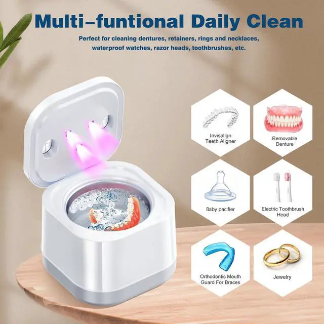 Alt view image 3 of 7 - Ultrasonic U-V Retainer Cleaner Machine, 45kHz Ultrasonic Cleaner for Dentures, Retainer, Mouth Guard, Aligner, Toothbrush Head, 200ML Ultrasonic Cleaning Machine for All Dental Appliances