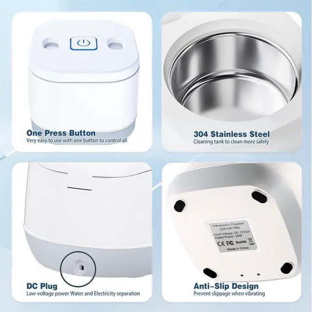 Alt view image 5 of 7 - Ultrasonic U-V Retainer Cleaner Machine, 45kHz Ultrasonic Cleaner for Dentures, Retainer, Mouth Guard, Aligner, Toothbrush Head, 200ML Ultrasonic Cleaning Machine for All Dental Appliances