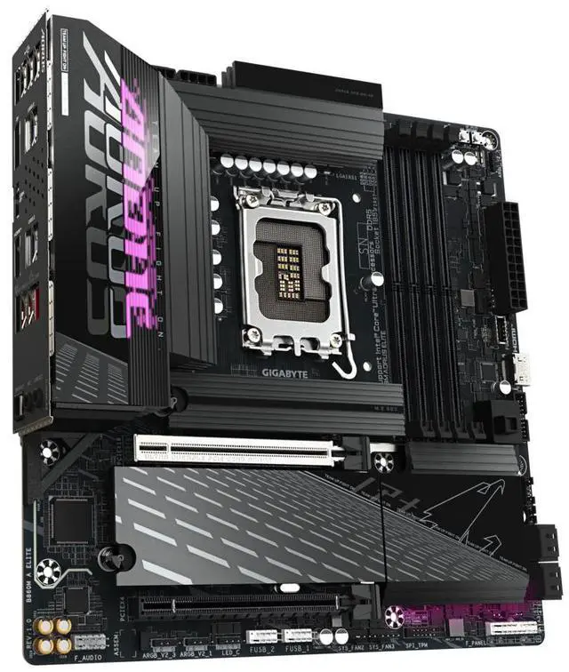 Alt view image 4 of 5 - GIGABYTE B860M AORUS ELITE Intel Core Ultra (Series 2) LGA 1851 Motherboard, mATX, DDR5, 3x M.2, PCIe 5.0, USB-C, 2.5GbE LAN, EZ-Latch