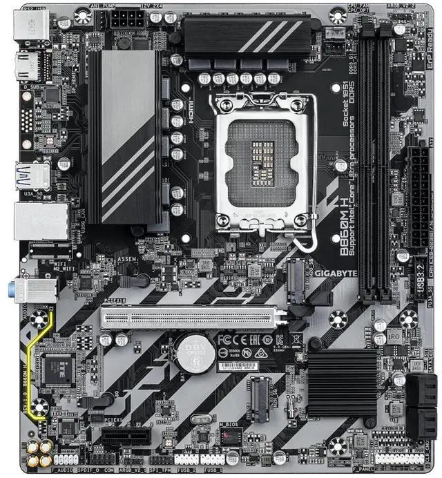 Main image of GIGABYTE B860M H Intel Core Ultra (Series 2) LGA 1851 Motherboard, mATX, DDR5, 2x M.2, PCIe 5.0, 2.5GbE LAN