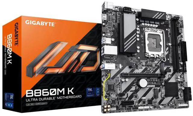 Main image of GIGABYTE B860M K Intel Core Ultra (Series 2) LGA 1851 Motherboard, mATX, DDR5, 2x M.2, PCIe 5.0, 2.5GbE LAN