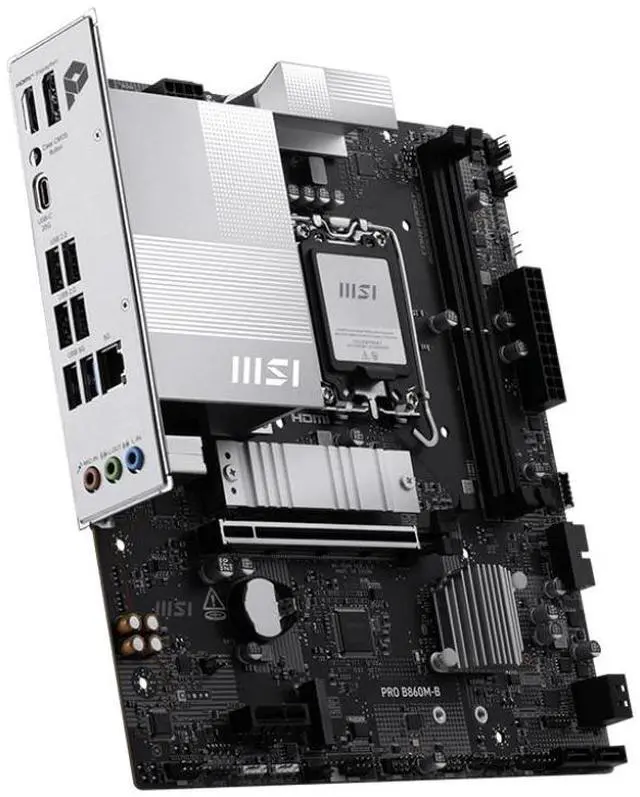 Alt view image 3 of 5 - MSI PRO B860M-B LGA 1851 Intel B860 SATA 6Gb/s DDR5 PCI-E x16 slot M.2 Micro ATX Motherboard