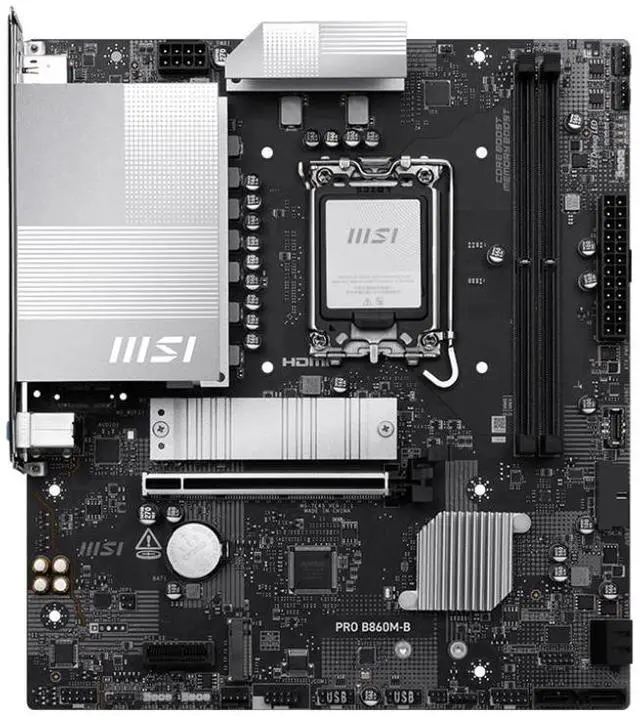 Alt view image 2 of 5 - MSI PRO B860M-B LGA 1851 Intel B860 SATA 6Gb/s DDR5 PCI-E x16 slot M.2 Micro ATX Motherboard