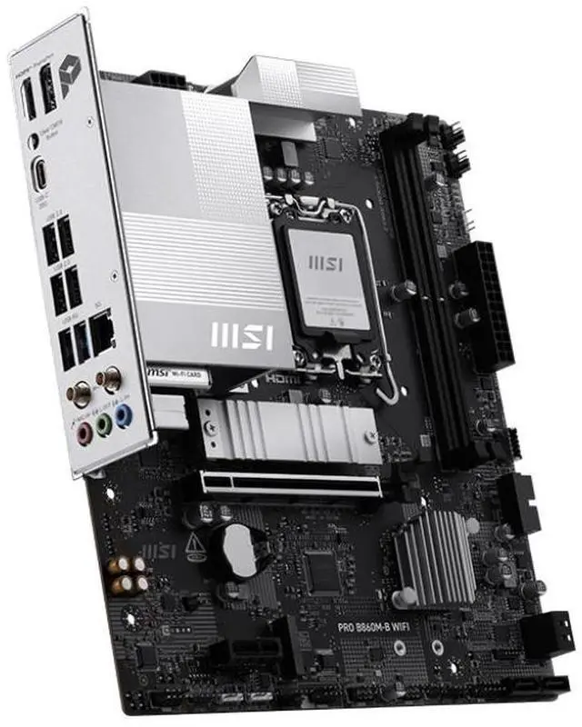 Alt view image 4 of 5 - MSI PRO B860M-B WIFI LGA 1851 Intel B860 SATA 6Gb/s DDR5 PCI-E x16 slot M.2 USB-C Wi-Fi 7  Micro ATX Motherboard
