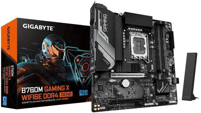 Main image of GIGABYTE B760M GAMING X WIFI6E DDR4 GEN5 LGA 1700 Intel B760 M-ATX Motherboard with DDR4, Dual M.2, PCIe 5.0, Front USB 3.2 Gen 2 Type-C, 2.5GbE LAN, Q-Flash Plus, PCIe EZ-Latch