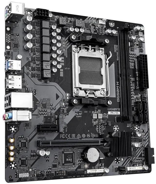 Alt view image 3 of 4 - GIGABYTE B650M H AM5 LGA 1718 AMD B650 M-ATX Motherboard DDR5, PCIe 4.0 M.2, Q-Flash Plus