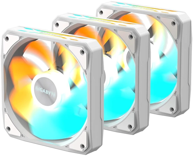 Alt view image 3 of 6 - AORUS EZ CHAIN FAN 120 ICE -Reverse (3-Pack), 120mm Hydro Dynamic Bearing ARGB Computer Case Fan
