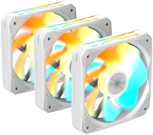 Alt view image 2 of 6 - AORUS EZ CHAIN FAN 120 ICE -Reverse (3-Pack), 120mm Hydro Dynamic Bearing ARGB Computer Case Fan