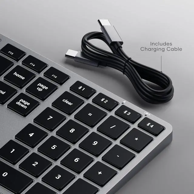 Alt view image 5 of 7 - Satechi Slim X3 Bluetooth Backlit Keyboard for Mac, Illuminated Keys & Multi-Device Sync, for MacBook Air/Pro M4, iPad Air/Pro M4/M3, iPad mini, Mac mini, iMac - Space Gray