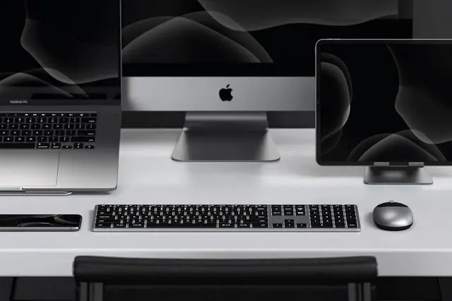 Alt view image 7 of 7 - Satechi Slim X3 Bluetooth Backlit Keyboard for Mac, Illuminated Keys & Multi-Device Sync, for MacBook Air/Pro M4, iPad Air/Pro M4/M3, iPad mini, Mac mini, iMac - Space Gray