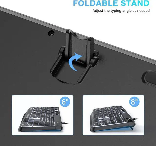 Alt view image 4 of 7 - OMOTON Large Print Backlit Keyboard with Type-C and USB A Dual Interface, Wired Computer Keyboard Oversize Font Key with White Backlight Easier to See and Type, Full Size for Windows, PC, Laptop