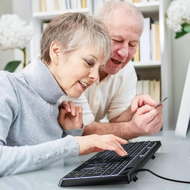 Alt view image 5 of 7 - OMOTON Large Print Backlit Keyboard with Type-C and USB A Dual Interface, Wired Computer Keyboard Oversize Font Key with White Backlight Easier to See and Type, Full Size for Windows, PC, Laptop