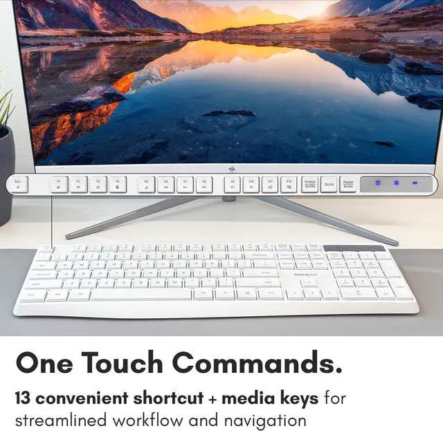 Alt view image 6 of 7 - Macally Wireless Keyboard, 2.4G Wireless White Keyboard - Ergonomic Full Size Computer Keyboard with Numeric Keypad for Laptop, Desktop, Surface, Chromebook, Notebook