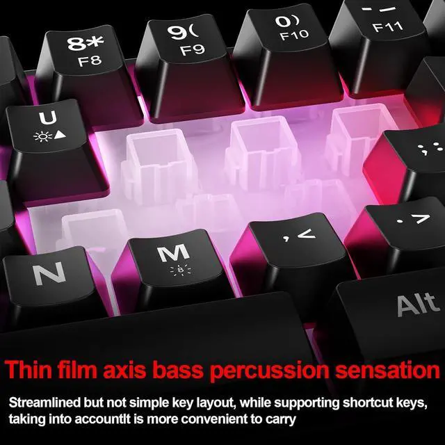 Alt view image 3 of 7 - Wired RGB Gaming Membrance Keyboard. 60 Percent Mini Creamy LED Computer Keyboard .Small Ergonomic Clicky Teclado with ABS Backlit Unreplaceable Keycaps. (White Case + Grey Keycaps)