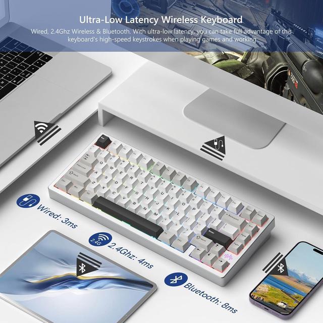 LQXQ RD75 Pro 75% Draadloos Aluminium Gaming Toetsenbord - Hot Swappable, RGB, VIA, Zwart