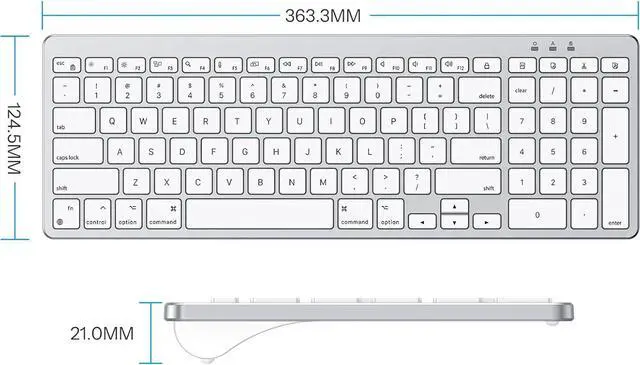 Alt view image 7 of 7 - OMOTON Wired Keyboard Compatible with Mac, with Dual Interface (USB and Type-C), Numeric Keypad Compatible with MacBook Pro/Air, iMac, Mac mini/Pro Laptop, Silver