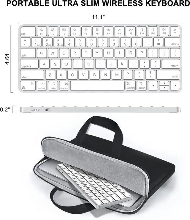 Alt view image 5 of 7 - Wireless Keyboard for Mac, Bluetooth/2.4G USB Dual-Channel Connection, Multi Device, Mini Size, Rechargeable Bluetooth Keyboard for Mac Compatible with iMac, iPad, iPhone, MacBook Air/Pro