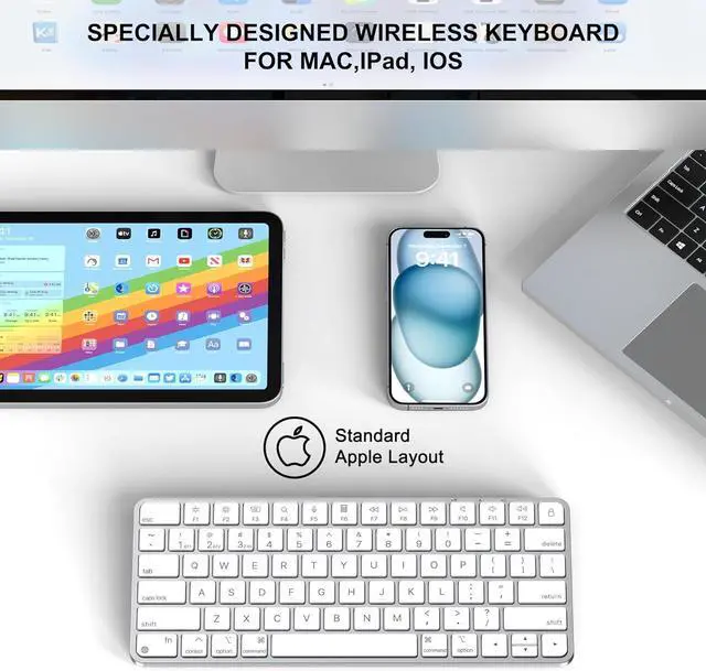 Alt view image 7 of 7 - Wireless Keyboard for Mac, Bluetooth/2.4G USB Dual-Channel Connection, Multi Device, Mini Size, Rechargeable Bluetooth Keyboard for Mac Compatible with iMac, iPad, iPhone, MacBook Air/Pro