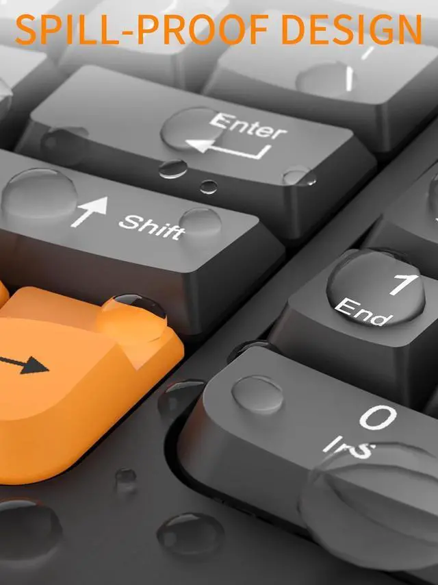 Alt view image 7 of 7 - Ergonomic Wireless Keyboard with Wrist Rest, Wave Keys for Comfortable Natural Typing, 2.4GHz Ergo Wireless Computer Keyboard for Windows, Mac OS Laptop/PC/Notebook (Black&Orange)