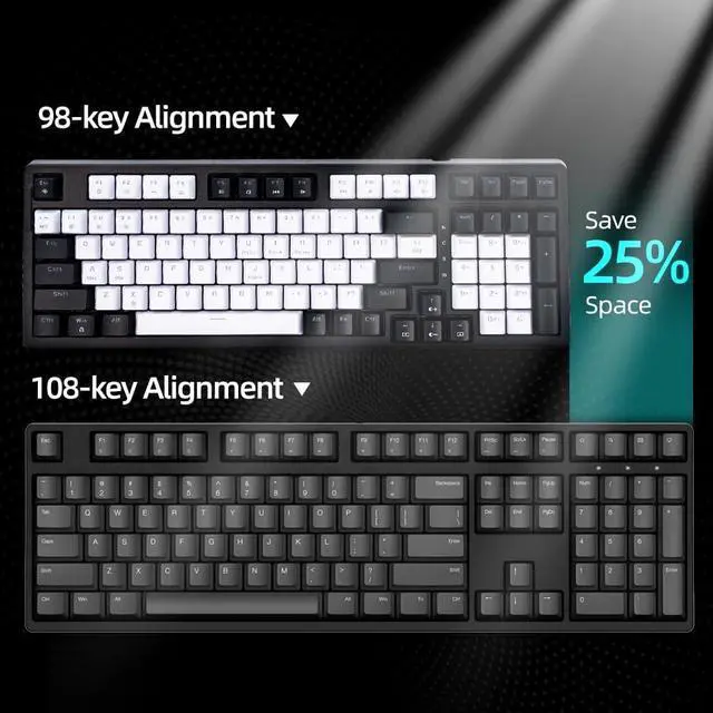 Alt view image 6 of 7 - WJX Mechanical Gaming RGB Keyboard Wired 98 Full Keynap, RGB Backlit with 19 Modes Computer Clicky Keyboard for PC & Mac, Hot-Swappable Red Tactile Mechanical Switch, USB-C Control PBT KeycapsWhite
