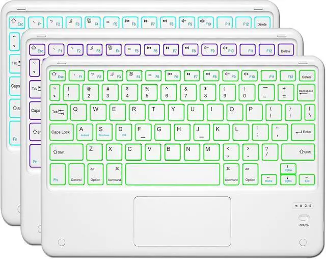 Main image of Bluetooth Keyboard, Slim 7 Colors Backlit Wireless Bluetooth Keyboard with Touchpad Built in Rechargeable Battery for iOS Android Windows Tablets PC Smartphone