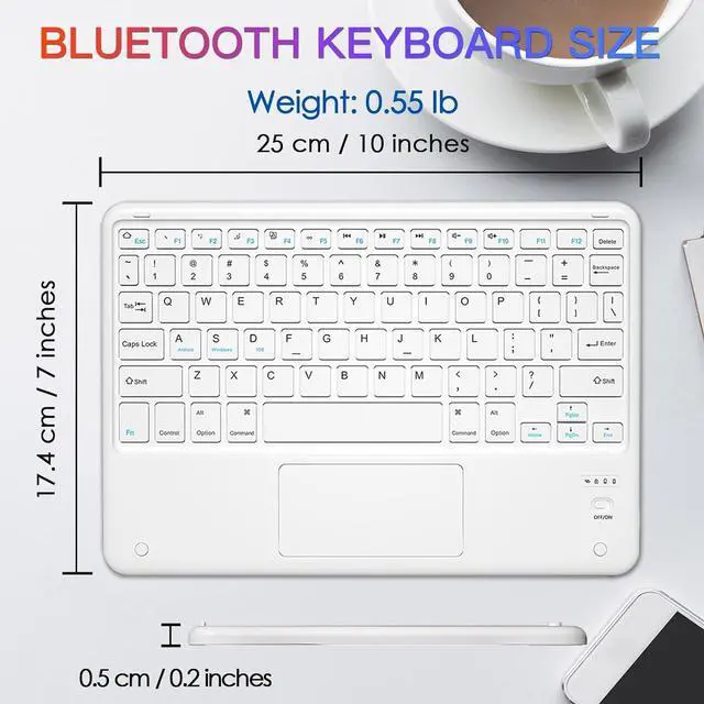 Alt view image 6 of 7 - Bluetooth Keyboard, Slim 7 Colors Backlit Wireless Bluetooth Keyboard with Touchpad Built in Rechargeable Battery for iOS Android Windows Tablets PC Smartphone
