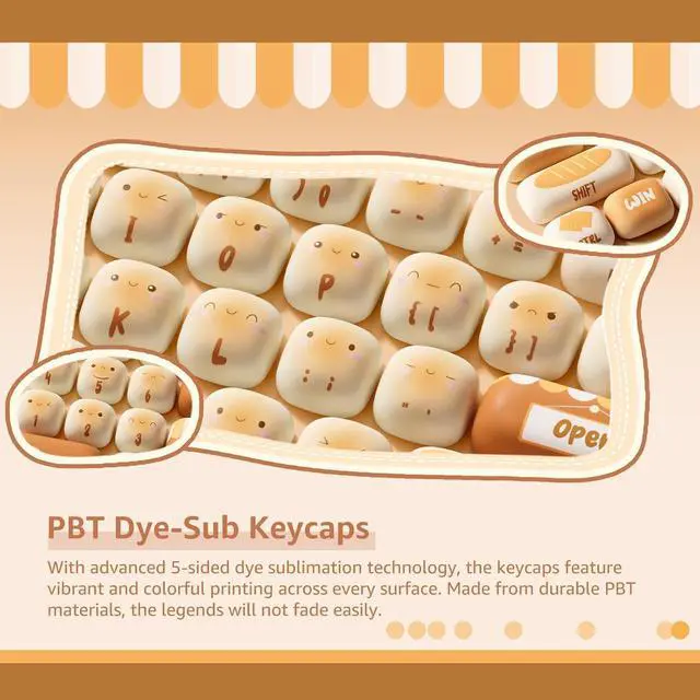 Alt view image 2 of 7 - Akko PBT Keycaps Set, Bun Wonderland MOG Profile 138-Key Keycaps for Mechanical Keyboards