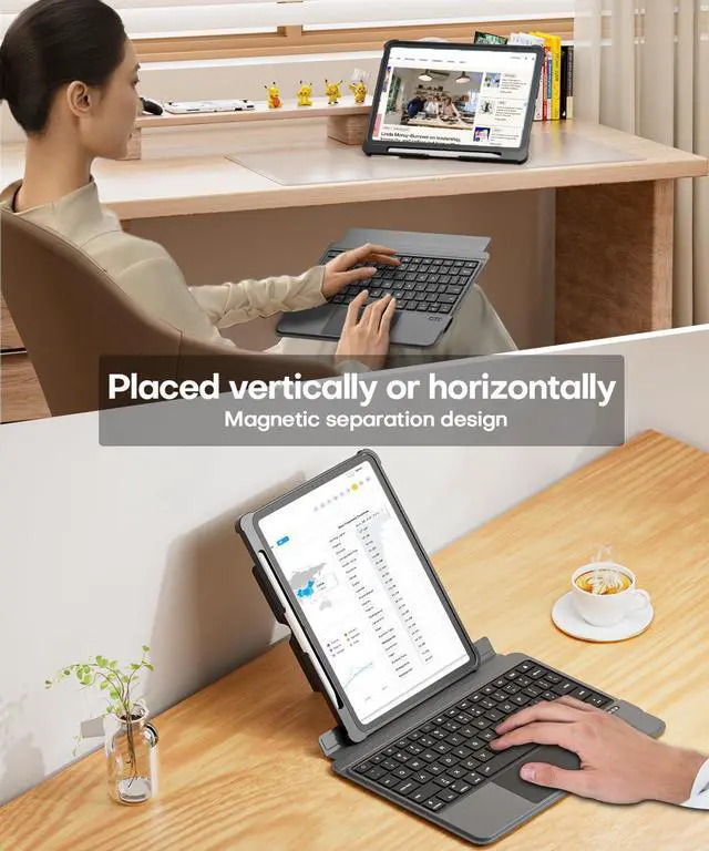 Alt view image 4 of 6 - Omikamo for iPad 9th 8th 7th 10.2" Generation Case with Computer Keyboard, 7 Color Backlit Magnetic Wireless Keyboard for iPad Air 3rd/Pro 10.5, Trackpad, Pen Holder, 2 Bluetooth Device Connect
